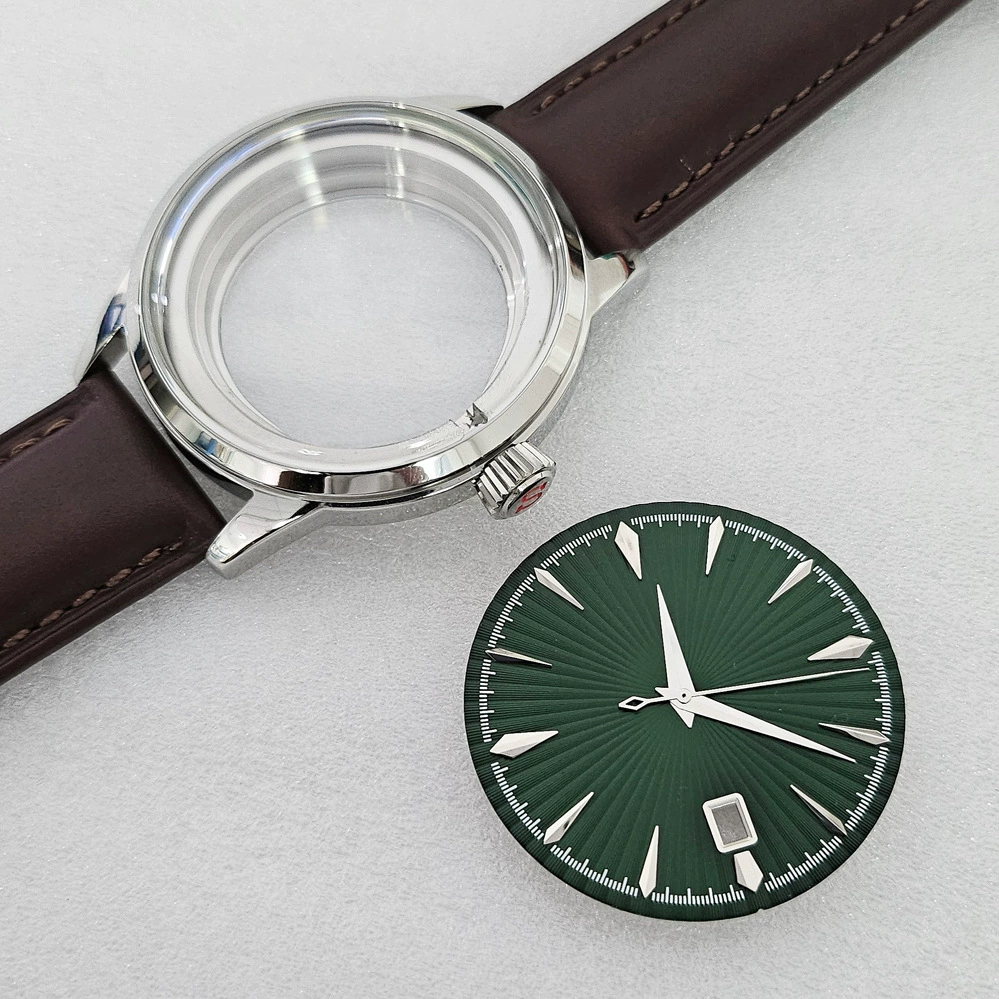 Аксессуары для часов 40MM полированный корпус для кофе коричневый ремень набор минерального стекла подходит для механизма NH35/36