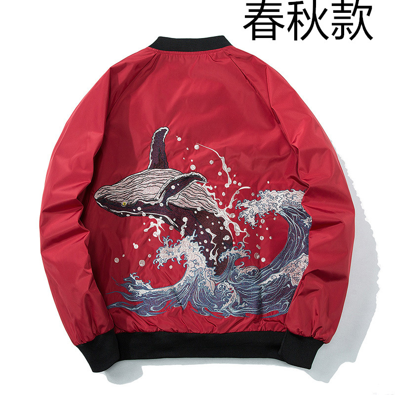 Primavera nuevos hombres chaqueta bordada japonesa retro moda marca béisbol uniforme chaqueta superior