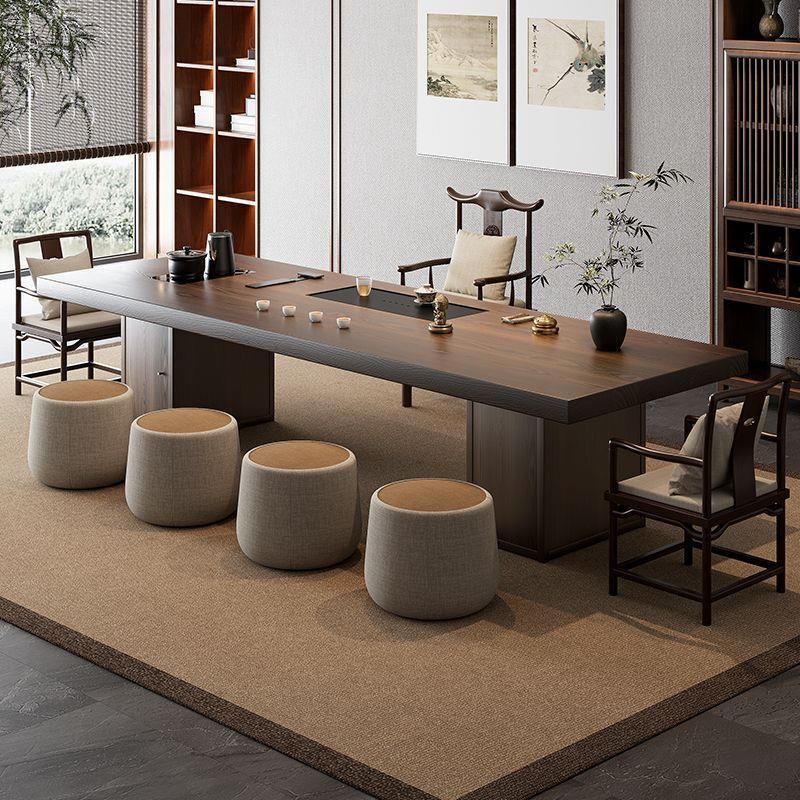 Tea table, solid wood integrated table, new Chinese-style tea table, Song-style aesthetic tea table and chair set, high-end solid wood tea table