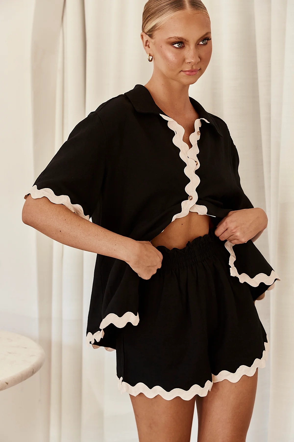 364g Weight Short Sleeve Sleeve Length Spandex, Polyester Fabric Type Shorts Co-ord Set Sets Type 2 Pieces Set Quantity Daily Occasion Turndown Neckline Regular Fit Fit Type Solid Color Pattern Summer, Spring Season Women's Gender Button Design Casual, Simple Style Style Daily Women's Casual Simple Style Solid Color Spandex Polyester Button Shorts Co-ord Set Shorts Sets 26