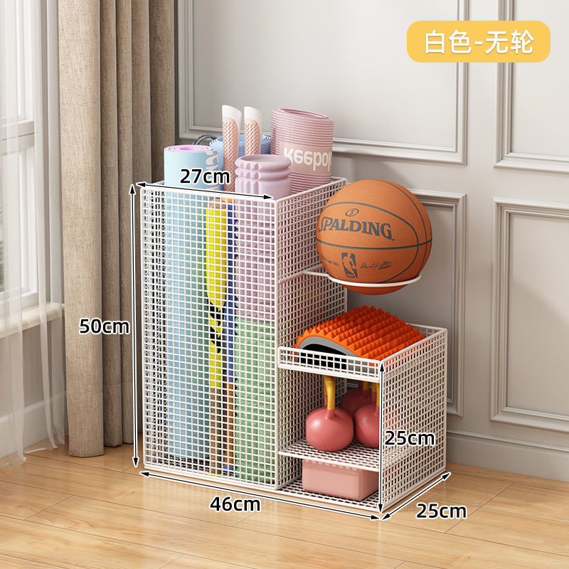 Rack de almacenamiento de baloncesto para equipos de gimnasio de deporte interior doméstico rack de almacenamiento de bádminton tipo mat de yoga cesta de almacenamiento con rueda