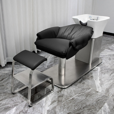 Cama de champú eléctrica, cama de lavado semi-reclinable, especial para barberías y peluquerías, silla de champú con lavabo de cerámica para belleza y peluquería image 12
