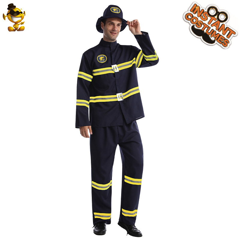 Traje de rendimiento de bombero de Halloween para hombres adultos cos bombero juego de rol traje de fiesta de rendimiento en etapa
