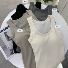 女性用夏用薄手スリムフィットボトムスリップ、胸パッド付き、インナーウェアとして最適