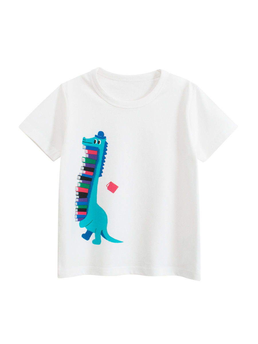 27kids ropa para niños camiseta de manga corta para niños nuevo estilo 2025 dibujos animados coreanos ropa de bebé de verano para niños al por mayor