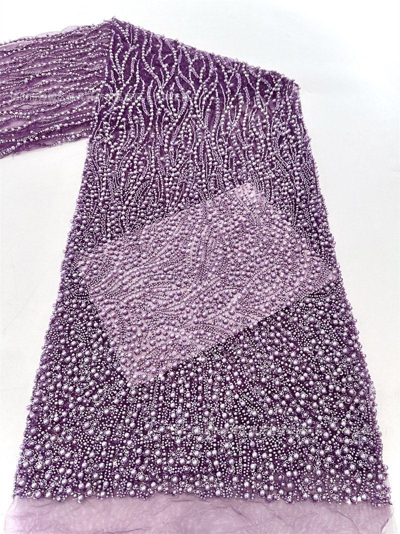 Industria pesada de moda Gao Ding vestido de boda tela tubo de perlas bordado vidrio de bolsas de perlas de comercio exterior transfronterizo LACE