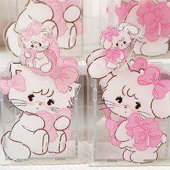 mikko pen holder ins style cute pink cat double-sided acrylic shape desktop ornament storage pen holder