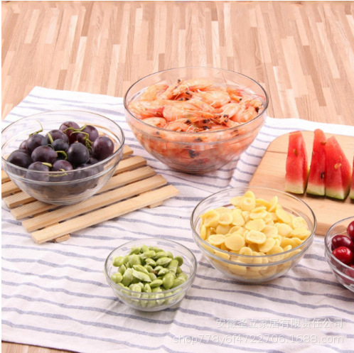 Nuevo juego de cuencos frescos Juego de cinco piezas Caja de almuerzo de tazón de fideos instantáneos con tapa Plato de frutas Ensalada Tazón de vidrio Regalo al por mayor