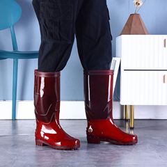 速干長筒雨靴高筒水鞋批發套筒男士坡跟注塑雨鞋工地膠鞋男工地