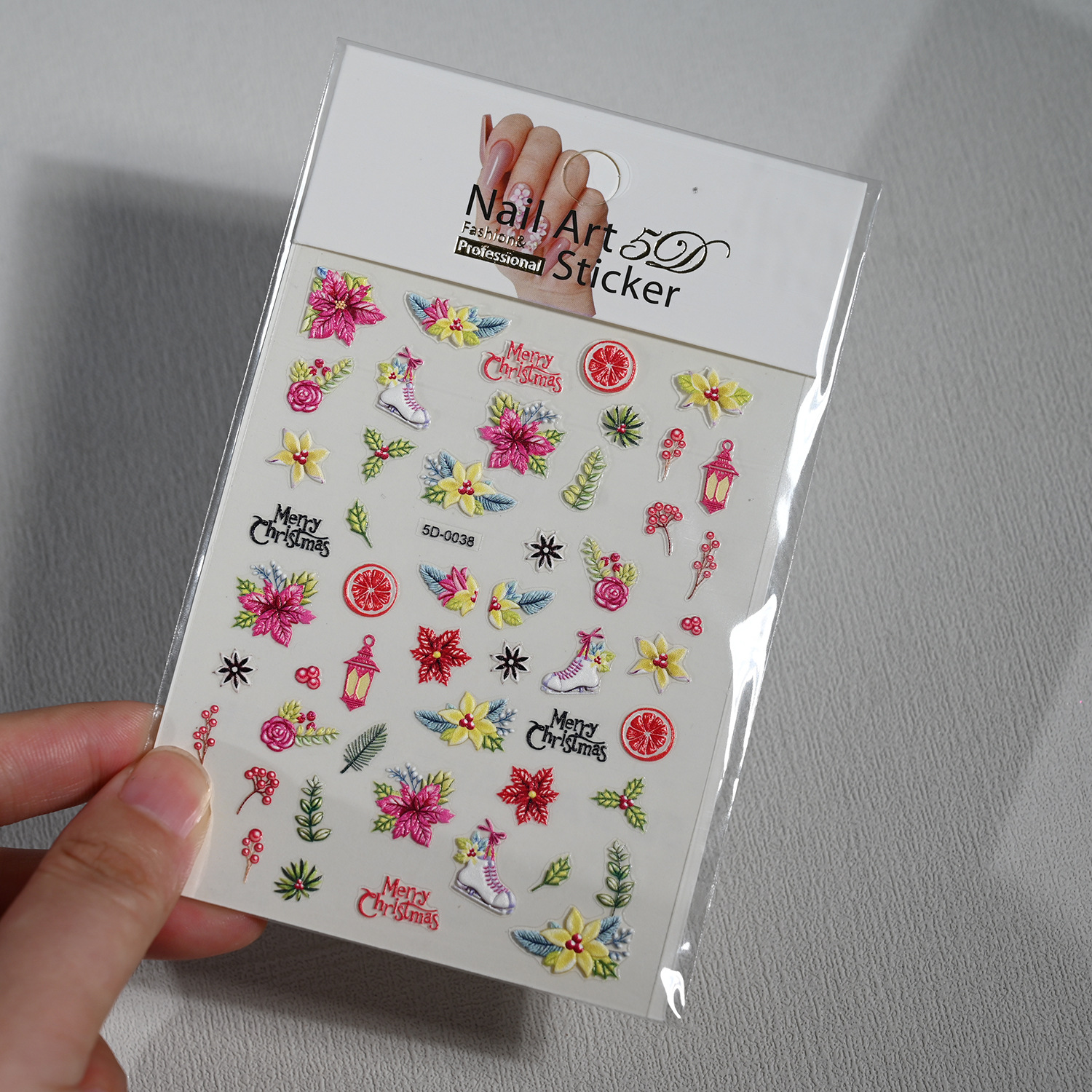 El Comercio exterior caliente nuevo estilo de Navidad pegatina de uñas alivio estéreo Santa Claus copo de nieve 5D parche de uñas alivio
