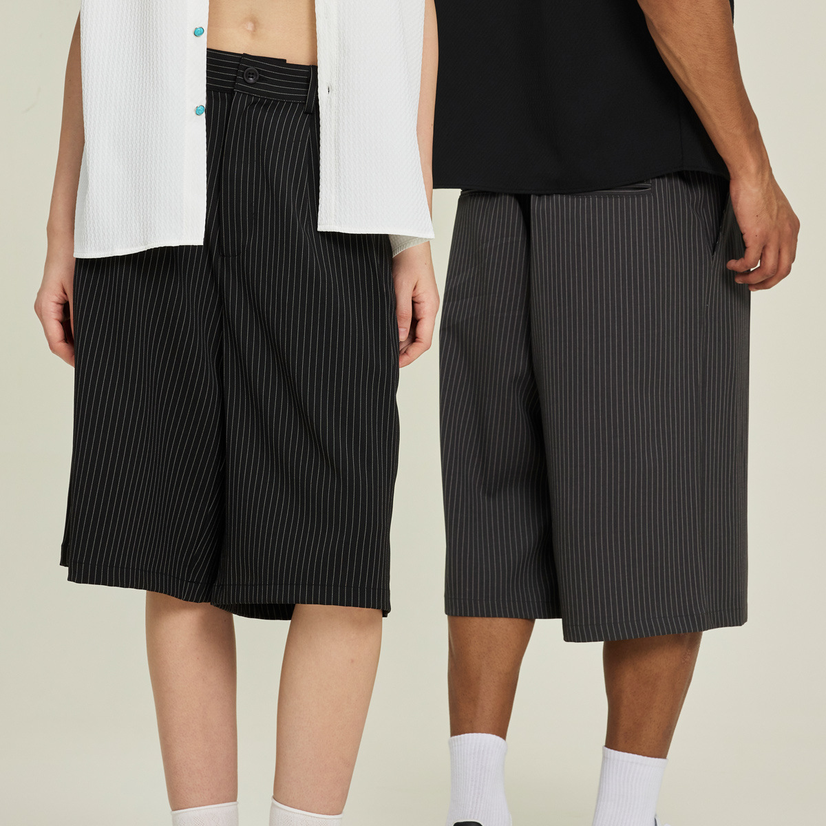 ETAI ropa de hombre de verano casual trajes a rayas pantalones cortos de moda para hombres pantalones sueltos de cinco puntos para adolescentes
