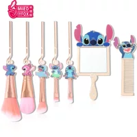 Stitch 7 штук набор мультфильма милый Стилист набор кисти для макияжа мультфильм портативное зеркало оптом