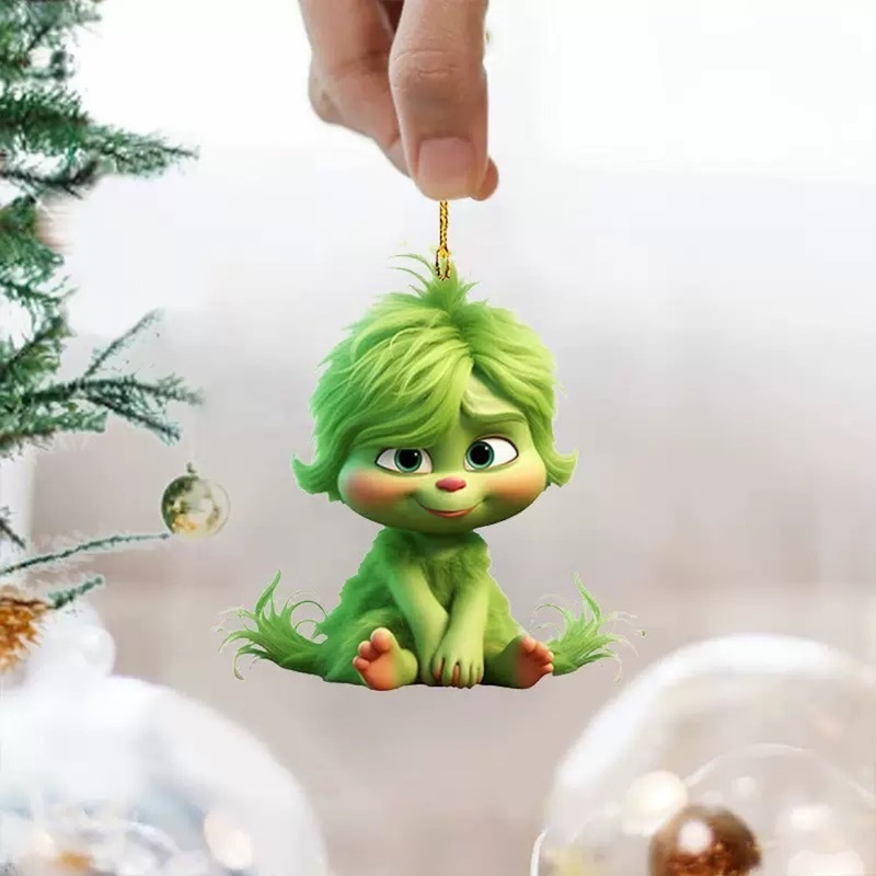 クロスボーダーグリンチベビーペンダントクリスマスホリデーデコレーションクリスマスツリーデコレーションペンダントアクリルフラット小さなペンダント|undefined