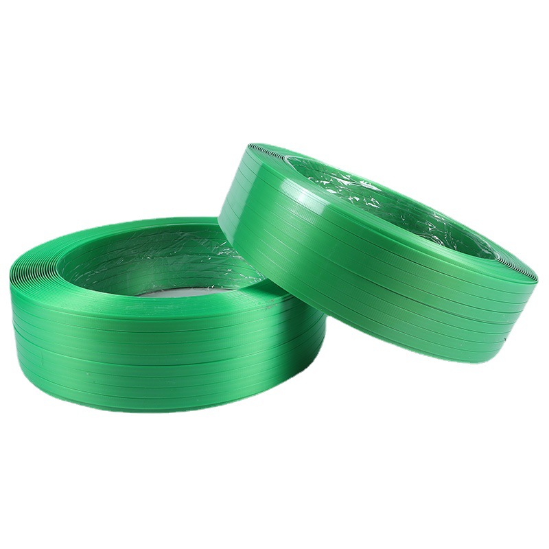 Fabricante en stock 1608 materia prima verde correa de acero de plástico transparente 1910 correa de embalaje 1606pet correa de embalaje de acero de plástico