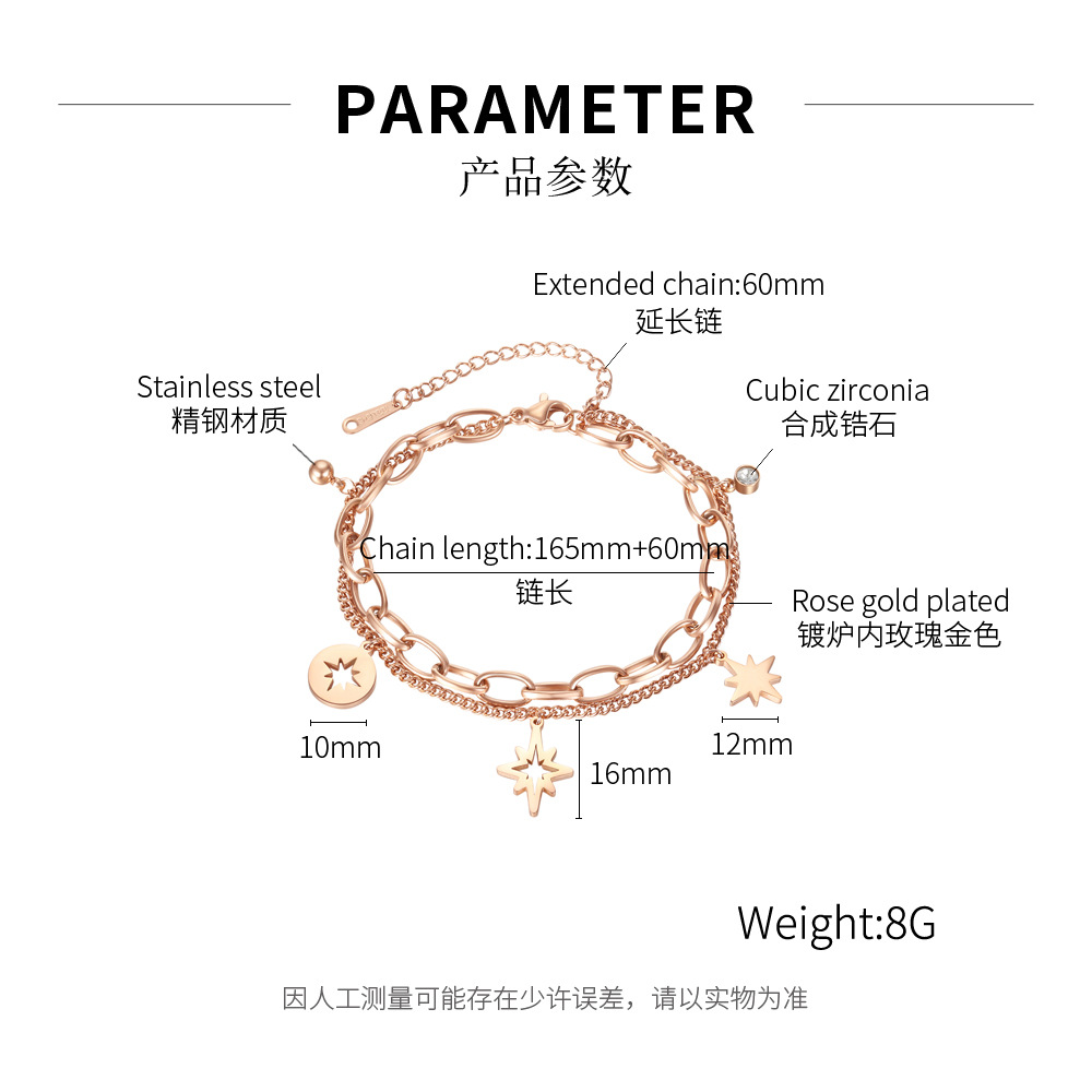 Fashion Double-layer Chain Hollow Firework Pattern Stainless Steel Bracelet display picture 1