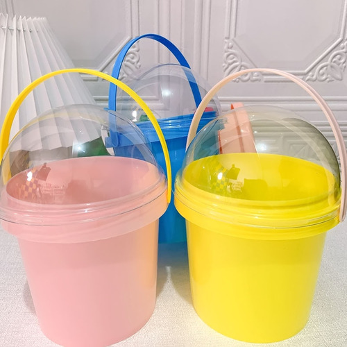 Cream cake bucket cake decoration ornaments children's portable birthday bucket creative cute colorful soft strip sticker decoration