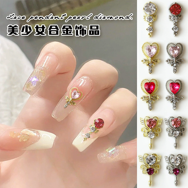 Internet celebridad nuevo japonés palo mágico Guerrero chica bonita Super Flash serie joyería de uñas de diamante decoración de uñas clave