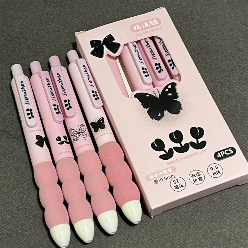 Cute color gradiente de tres secciones cubierta lápiz esponjoso en el viento alto valor de la cara st cabeza negro cepillo de secado rápido lápiz estudiante