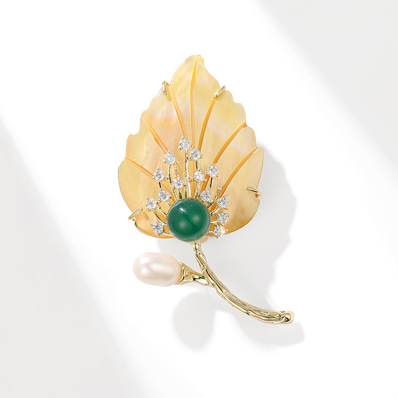 X2858-1-220 Golden shell chrysoprase leaf