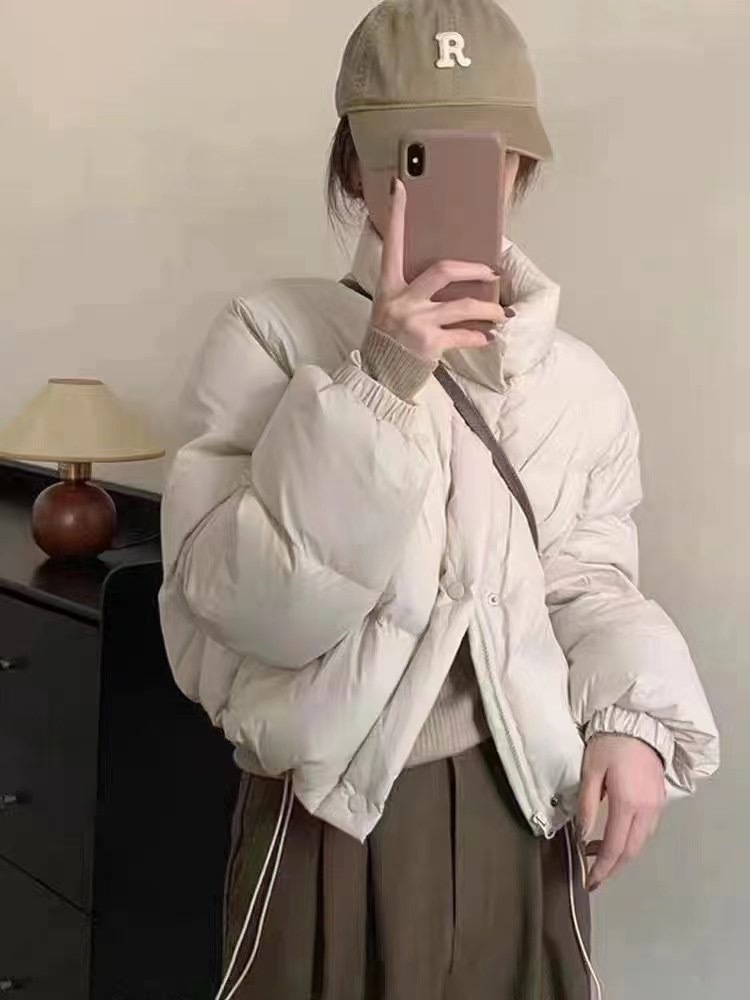 韓国東大門オリジナルパン服女性立襟小柄白鴨ダウンジャケット秋冬新作コート