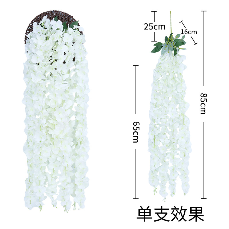 Flor de Wisteria artificial Flor de frijol rama Flor de frijol colgante boda falsa Flor de Wisteria decoración al por mayor Rama de Wisteria artificial