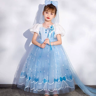 新款冰雪奇缘公主裙女童长裙艾莎连衣裙爱莎裙子钢琴演出夏装