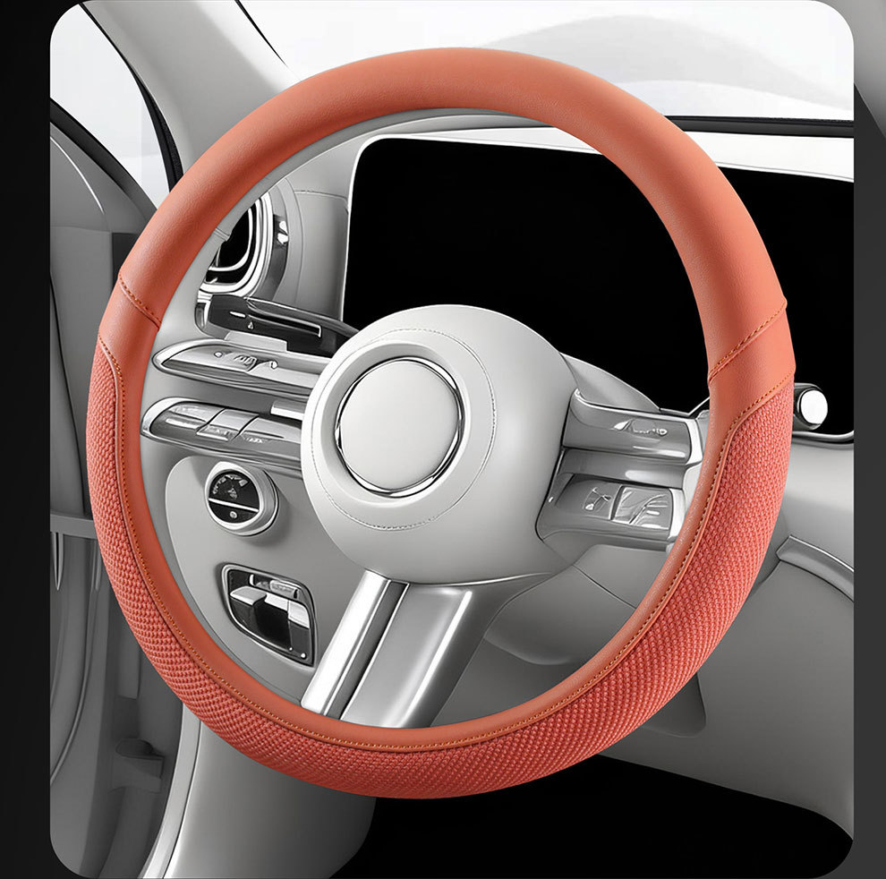 Car Steering Wheel Cover for All Seasons, Universal Leather Handle Cover for Interior Use, Dirt-Resistant, Non-Slip, Double D-Shaped, Wholesale from Manufacturer