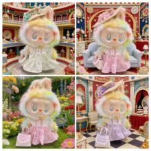 仅娃衣]38cmlabubu娃衣S号服饰中号丽娜熊公仔衣服格子裙皮包套装