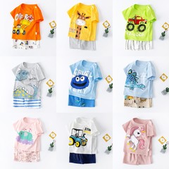 New children's short-sleeved set for boys, pure cotton summer shorts, two-piece foreign trade T-shirts for girls, children's clothing