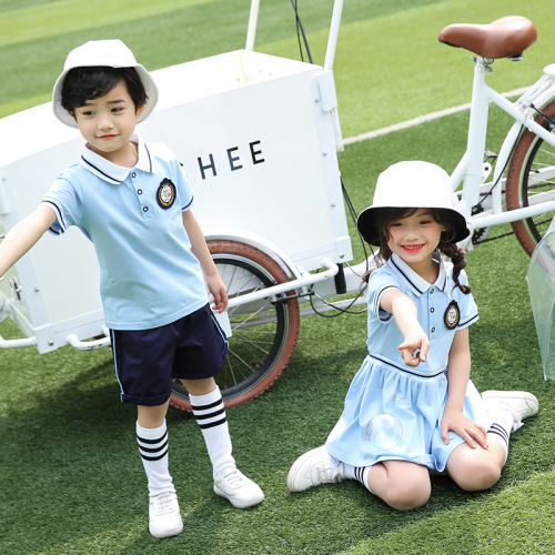 Preschool summer uniform graduation photos clothing English style children's class set primary school uniform summer pure cotton