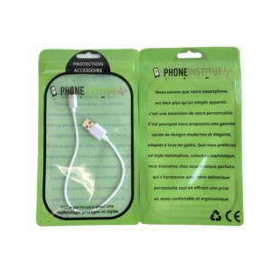 PET plastic electronic products data line earphone line packaging zipper bag with transparent window and hanging hole