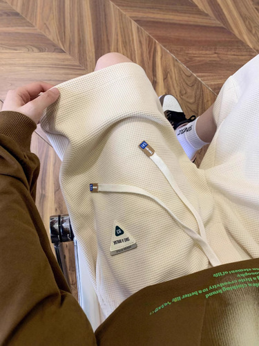 Waffle shorts, men's summer fashion brand loose and heavy men's medium pants, American sports, men's casual quarter pants