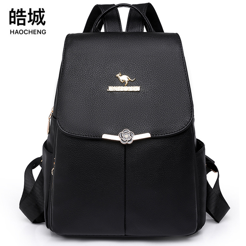 AliExpress nueva mochila de cuero suave para mujer casual simple retro mochila de viaje urbano mochila de gran capacidad