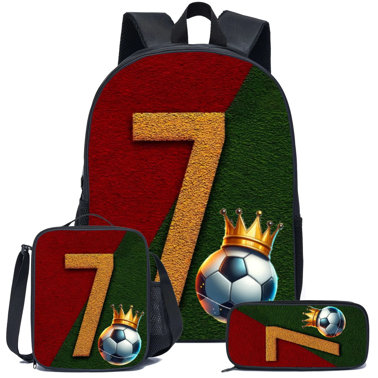 Mochila impresa de venta caliente transfronteriza, mochila escolar para estudiantes de primaria y secundaria, mochila de gran capacidad, bolso, estuche para lápices, juego de tres piezas