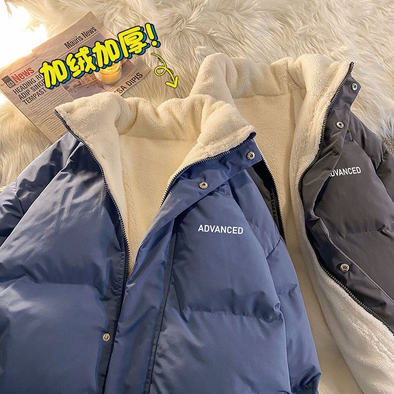 冬季棉服女韩版羊羔毛加绒加厚棉衣港风宽松休闲显瘦外套情侣款