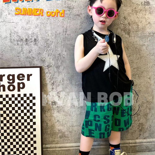 Children's summer wear boys' sleeveless T-shirt 2024 summer new baby cotton vest loose sports boy top 5