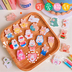 Acrylic badge soft cute Japanese style bear and rabbit brooch, student pin flower, packaging decoration