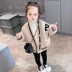 Girls' Outwears, Fashionable Autumn and Winter Clothing, 2024 New Kidsren's Clothing, Thickeneded Baseball Uniforms, Baby Warm Fur Clothes, Trendy