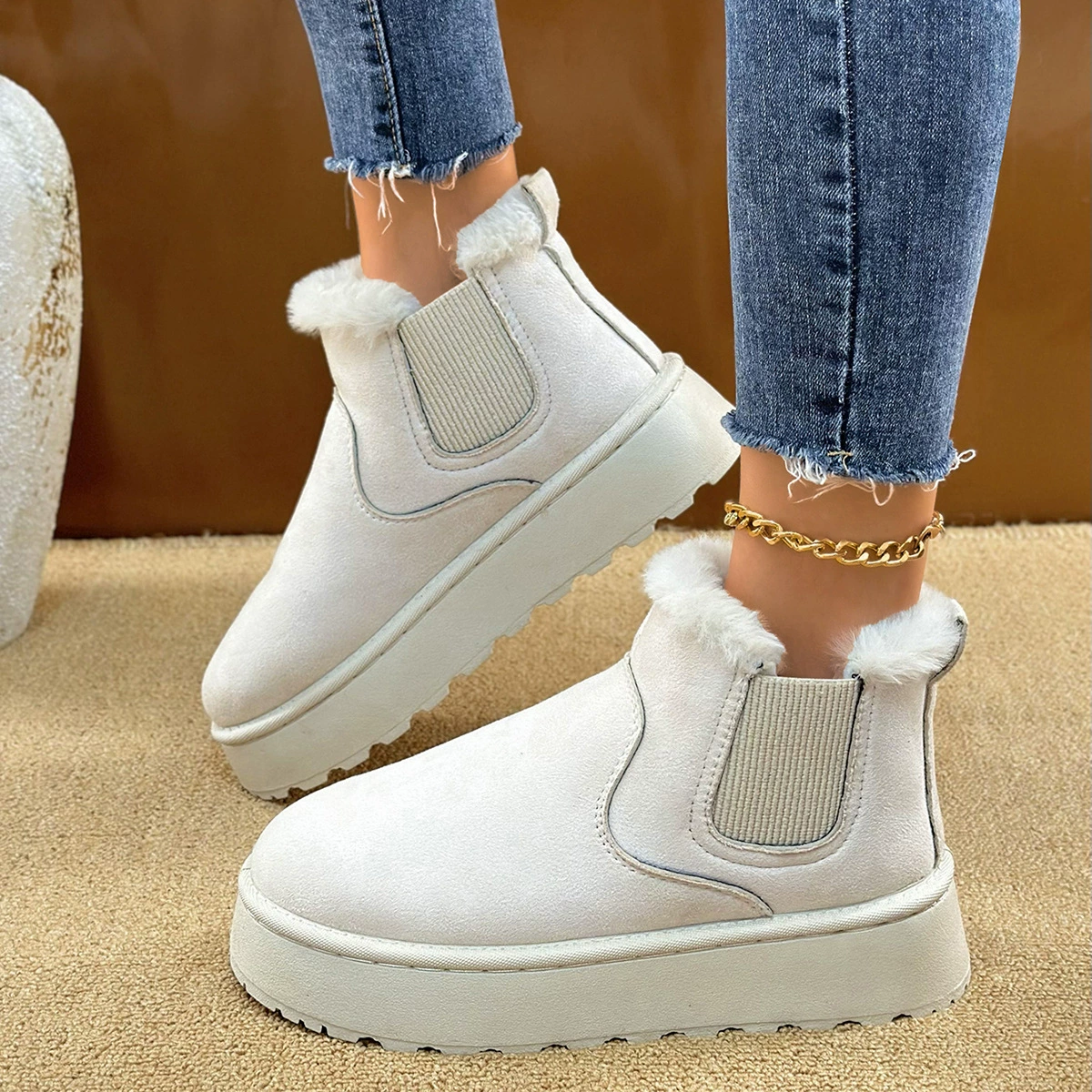 Плюшевые круглые хлопковые ботинки Amazon 2025 осень-зима новые экспортные 43 большие размеры на толстой подошве зимние ботинки для женщин оптом