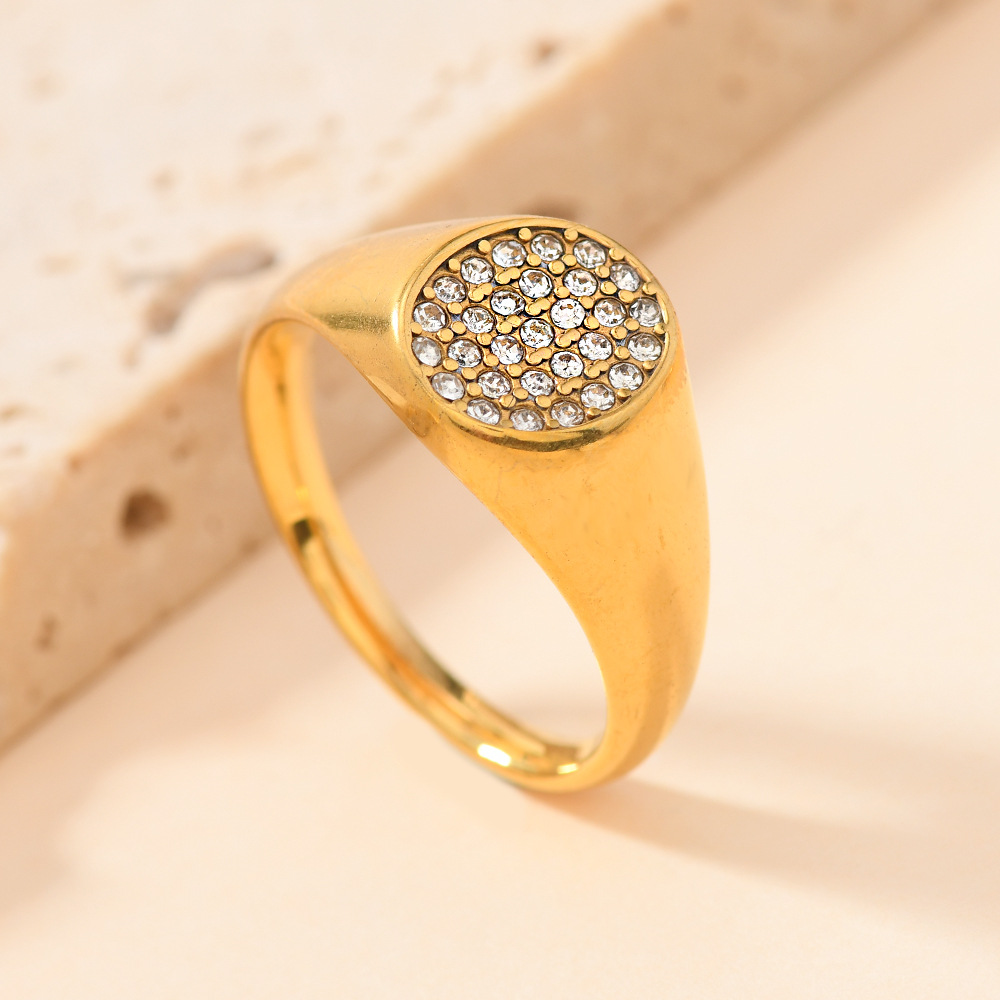 Joyas de fundición de acero inoxidable transfronterizas para mujer, diseño de lujo ligero, anillo de acero de titanio con incrustaciones de diamantes en forma de corazón/hexagonal/gota
