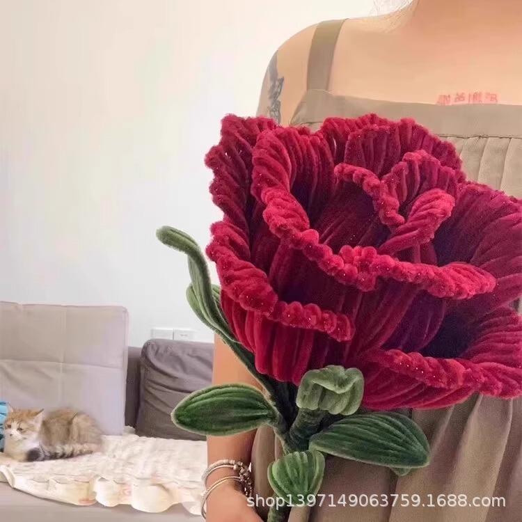 超大巨型玫瑰扭扭棒花束手工diy编织材料包成品母亲情人节520礼物|undefined
