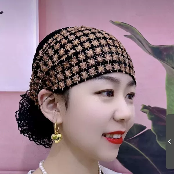 New Style Plum Blossom Shiny Silk Large Flower Headband Hat to Cover Gray Hair, Breathable and Versatile Hairband Hat, Casual Mom Hat, Suitable for All Seasons