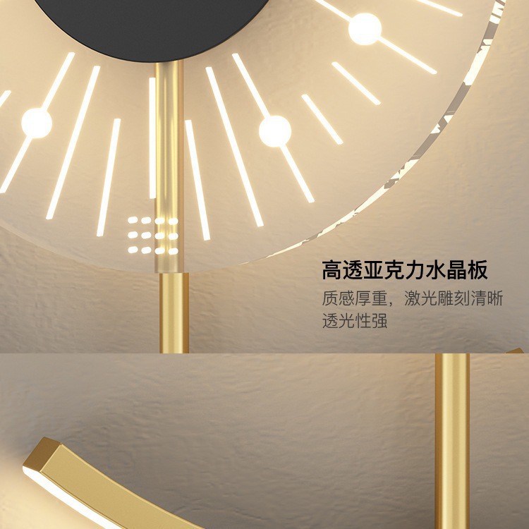 Sala de estar lujoso reloj creativo lámpara de pared dormitorio cabezal de cama fondo lámpara de pared decoración de estilo de tecnología carga libre de cableado