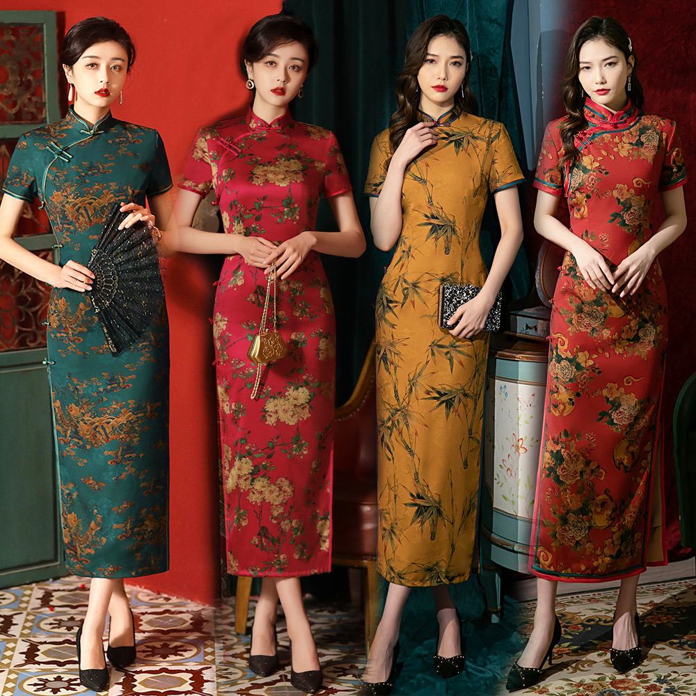 Double-layer Hualuo Cheongsam Elegant Retro Improved Republic Of China Style Slim-fit Celebrity Cheongsam Skirt