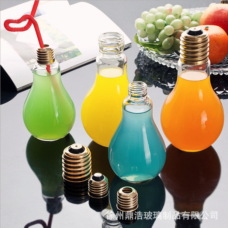 批发灯泡瓶饮料奶茶瓶吸管瓶创意礼品瓶许愿星星漂流瓶悬挂吊瓶