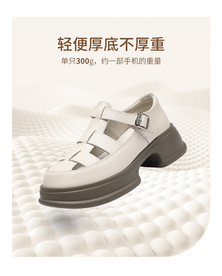Dép sandal La Mã nữ đế dày da thật bít mũi — BK153 màu đen chi tiết 7