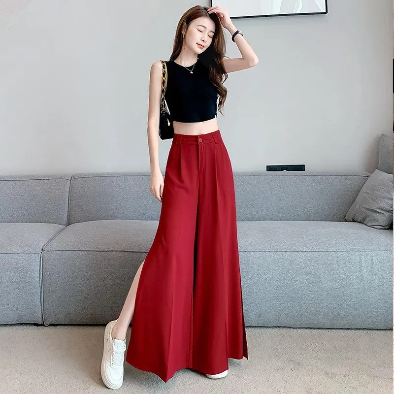 Temperamento abierto sensación de diseño de pantalones de piernas anchas pantalones casuales de mujer pantalones largos verano delgados nuevos pantalones delgados versátiles image 3