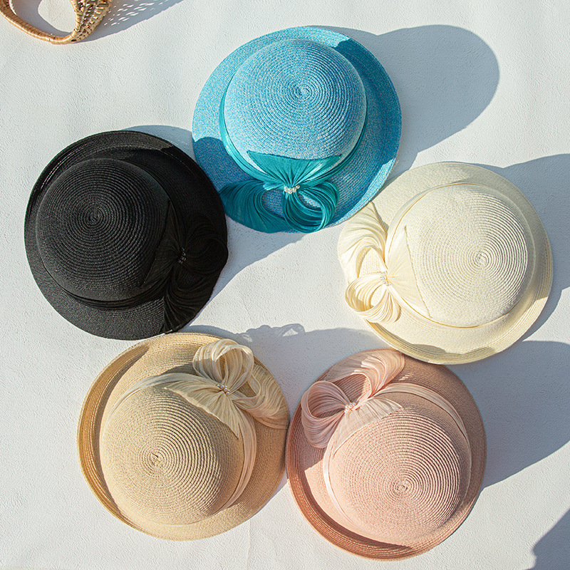 High-End Real Silk Linen Straw Hat For Women, Foldable Sun Hat, Rolled Edge Beach Hat, Summer Korean Style Versatile Sun Hat Wholesale - Thumbnail 4