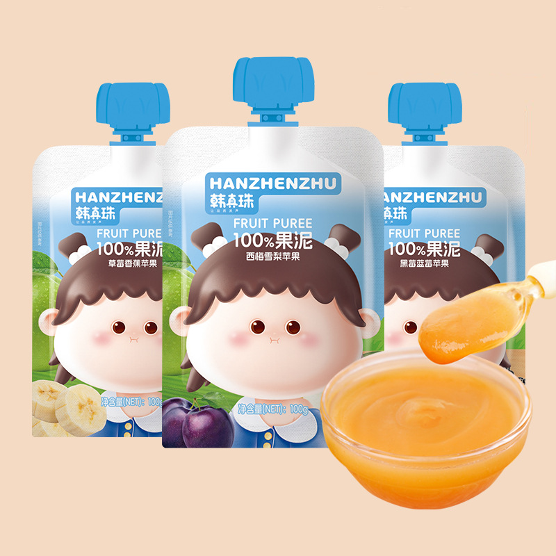 Korean Pearl Fruit Puree 100g Strawberry Banana Prune Snow Pear Blackberry Blueberry Apple Puree Drinkable Mixed Fruit Puree