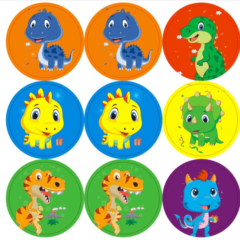 多款卡通贴纸派对包装袋糖果袋装饰贴纸圆形卡通印花贴厂家批发
